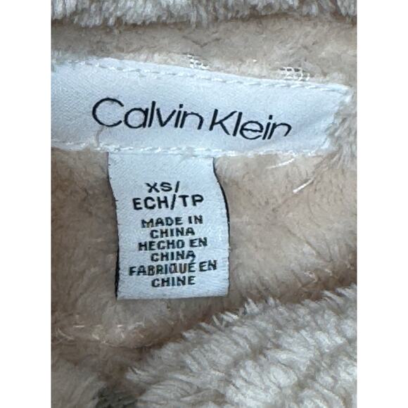 Calvin Klein Pink Plush Gold Zippers Jacket Women’s Size X-Small - Picture 6 of 8